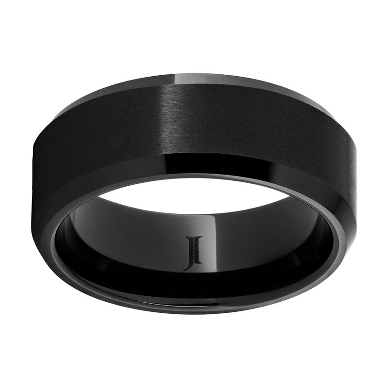 Men's Satin & Ceramic Wedding Ring (8mm) image number null